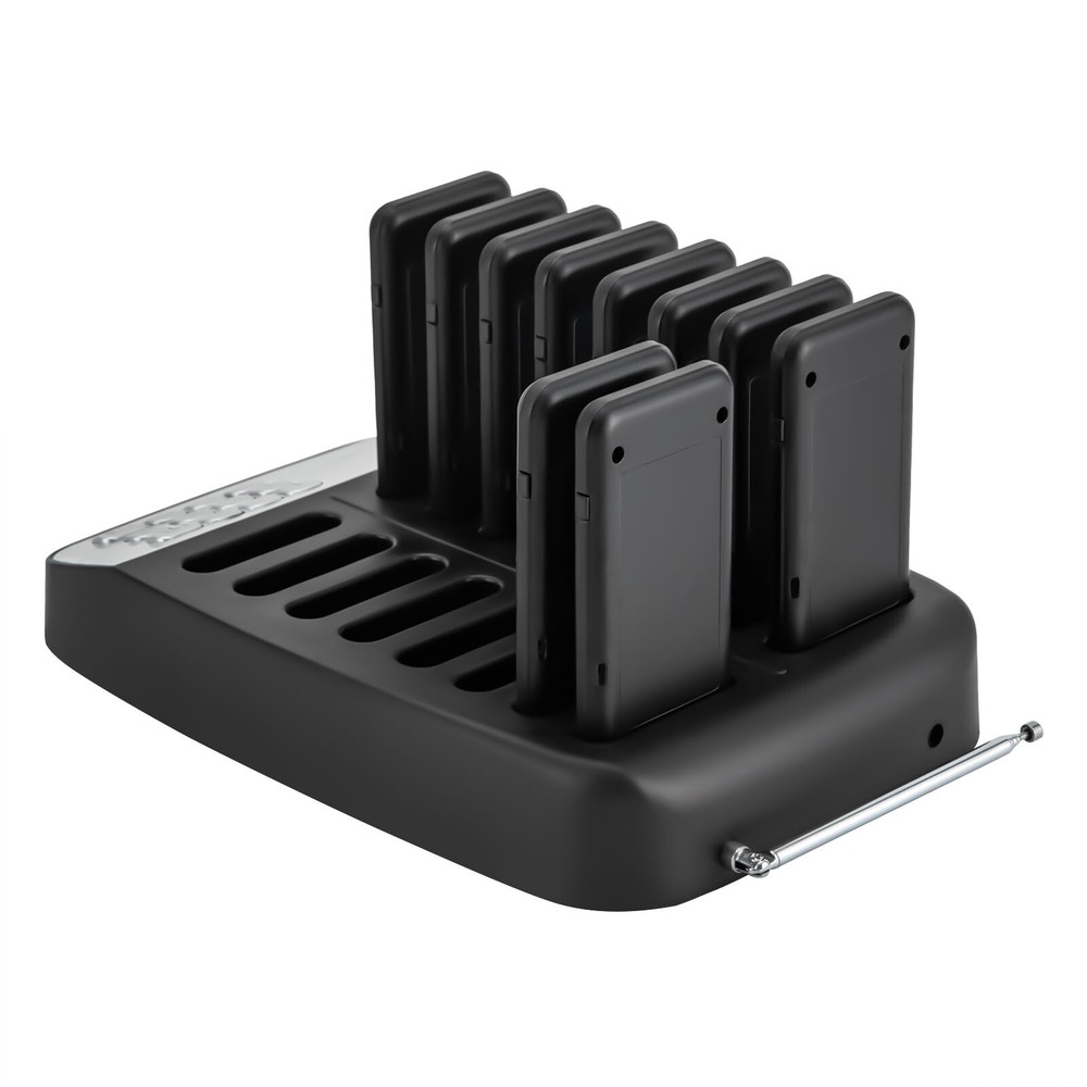 Restaurant Wireless Pager System 10 Buzzer Pager Guest Queuing Calling Black