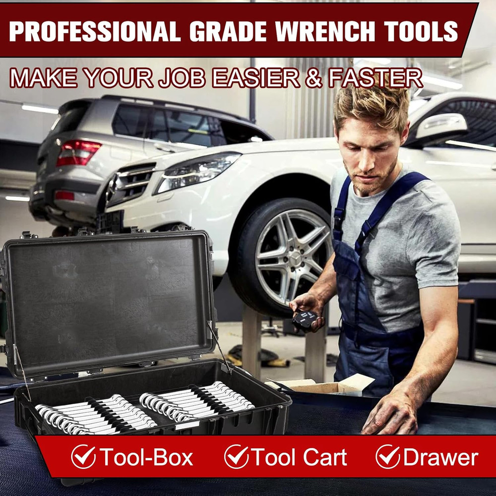 21-Tool Magnetic Wrench Organizer, Customizable Wrench Organizer Set for Tool B