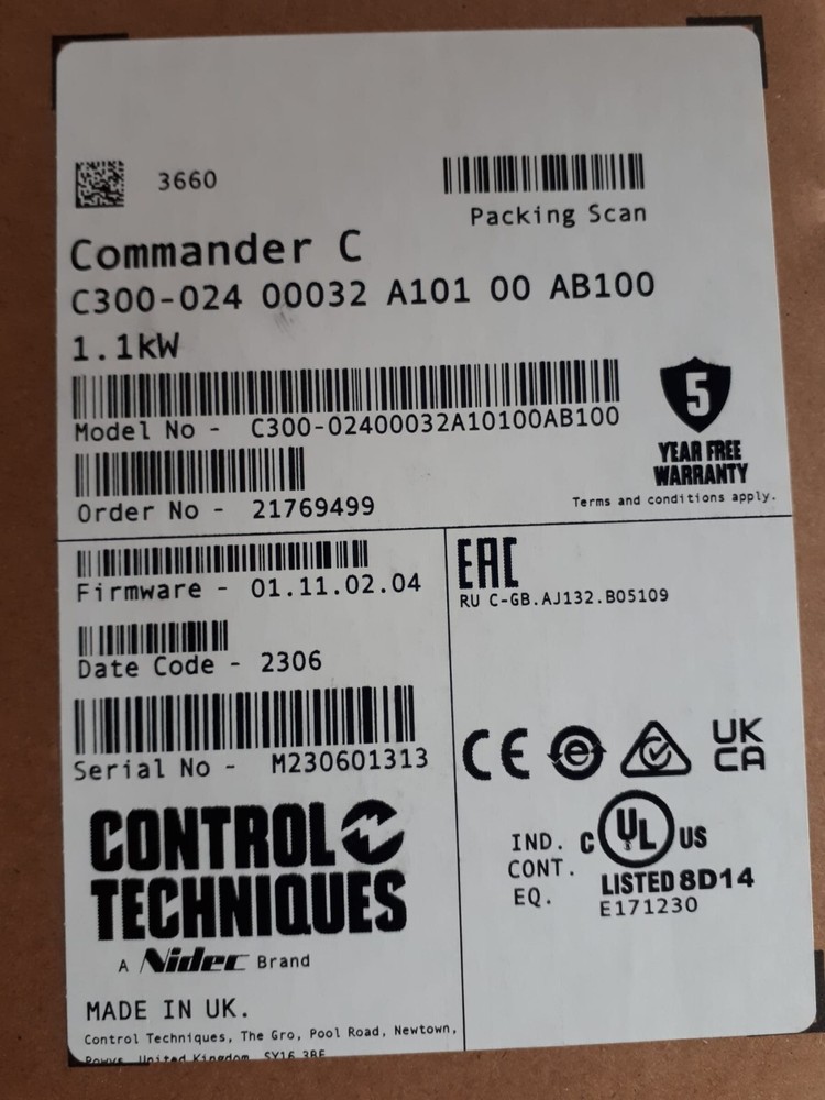 VFD C300-02400032A 1,1kW, 3,2A, 3Ph frequency drive from Control Techniques