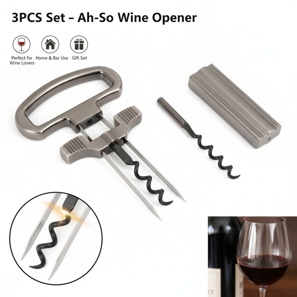 Two-Prong Cork Puller Remover Ah-So Old Wine Opener Multifunction Beer Corkscrew