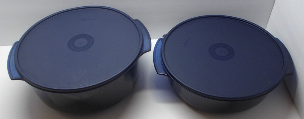 6 Piece Tupperware 2192 Dark Blue Microwave Stack Cooker Steamer