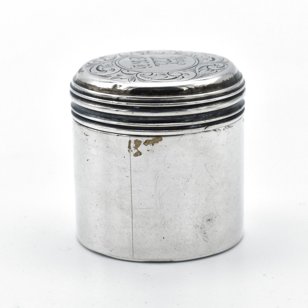 Antique Early Victorian Solid Silver Pill Box Snuff Pyx Box 1844