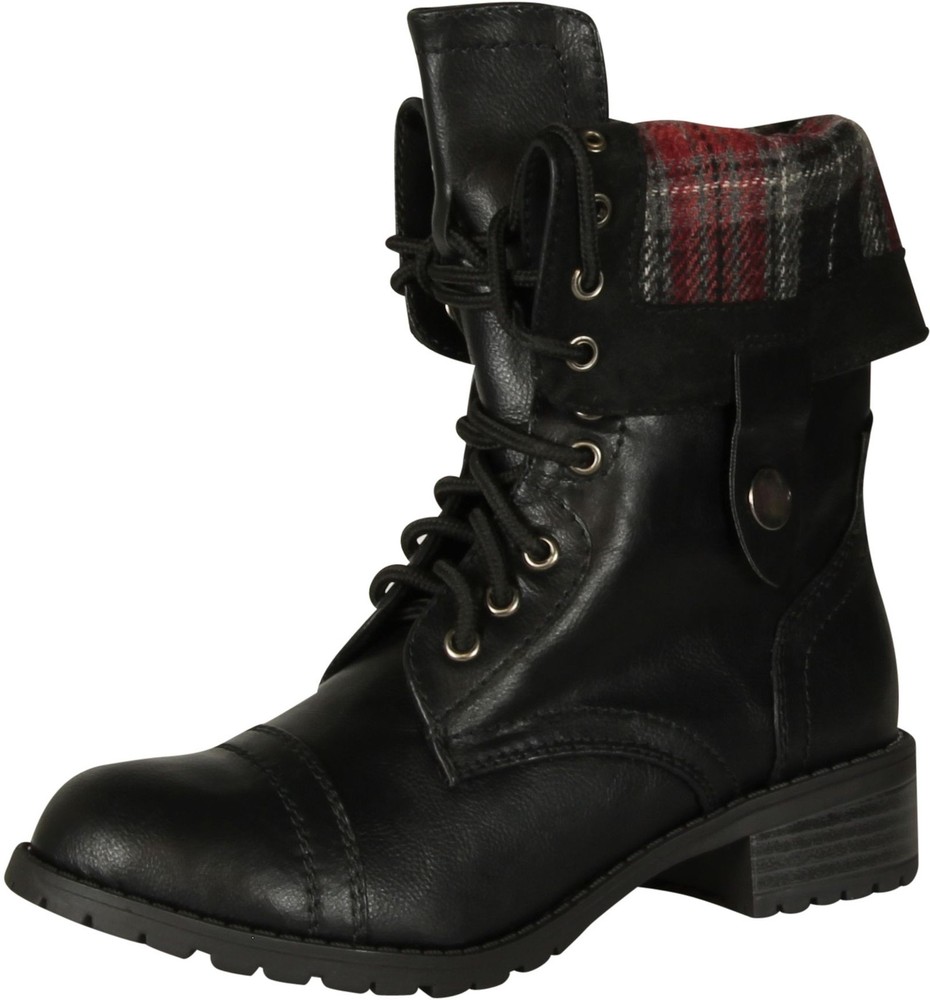 Soda Oralee Fold-over Combat Boots