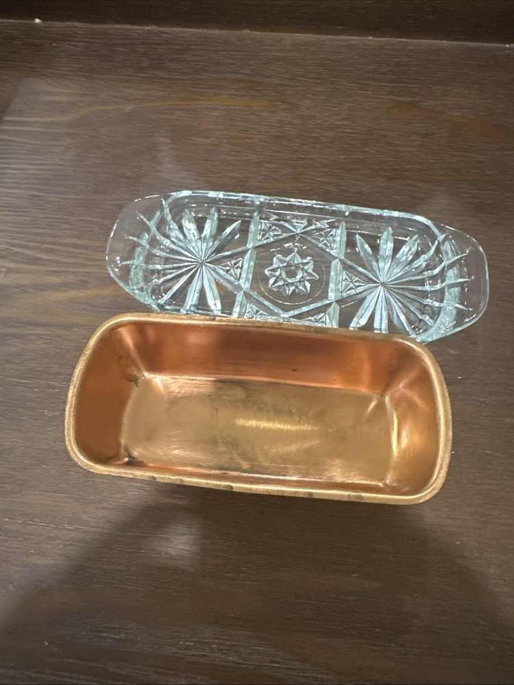Copper Covered Glass Butter Dish
