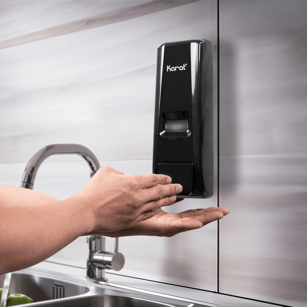 Karat 13.5oz Hand Soap Refillable Liquid Dispenser, Stand/Wall Mount, Black