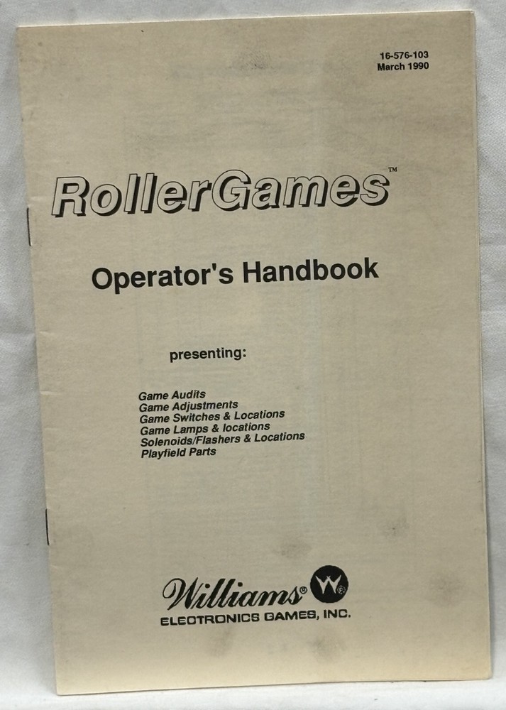 ORIGINAL-WILLIAMS-ROLLERGAMES-OPERATIONS MANUAL-OPERATORS HANDBOOK