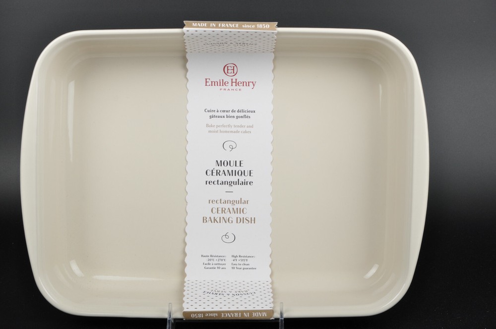 EMILE HENRY Roaster Lasagna Baking Dish Rectangular Tan 13" x 9" New