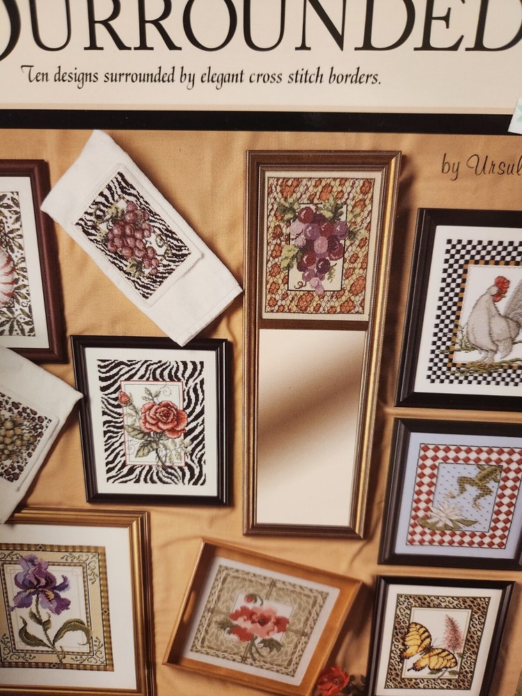 Surrounded Cross Stitch Chart/Pattern - 10 Designs With Borders NEW