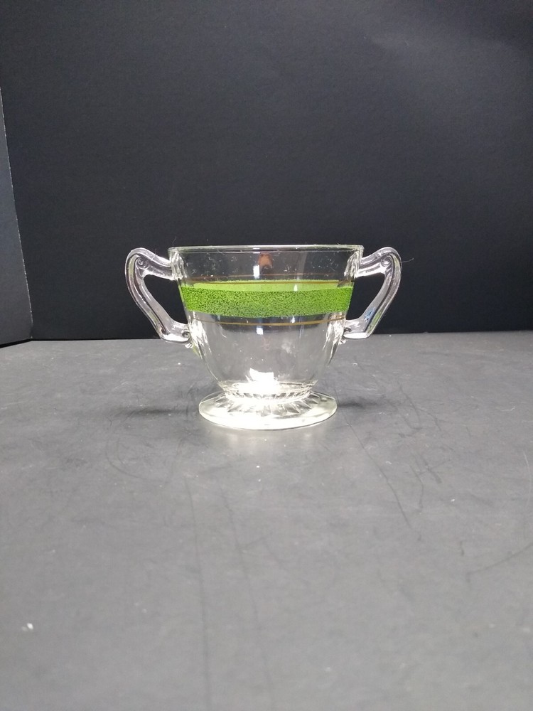 Kent Glass Green Stripe Sugar Bowl