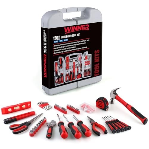156-Piece All-Purpose Home Tool Kit in Foldable Toolbox | Essential Hand Tools S
