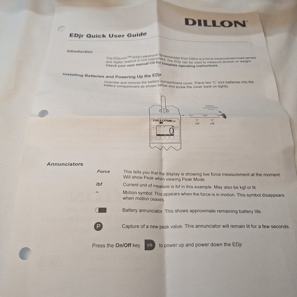 Dillon EDjunior Industrial Load sensor (10,000lbs) with case