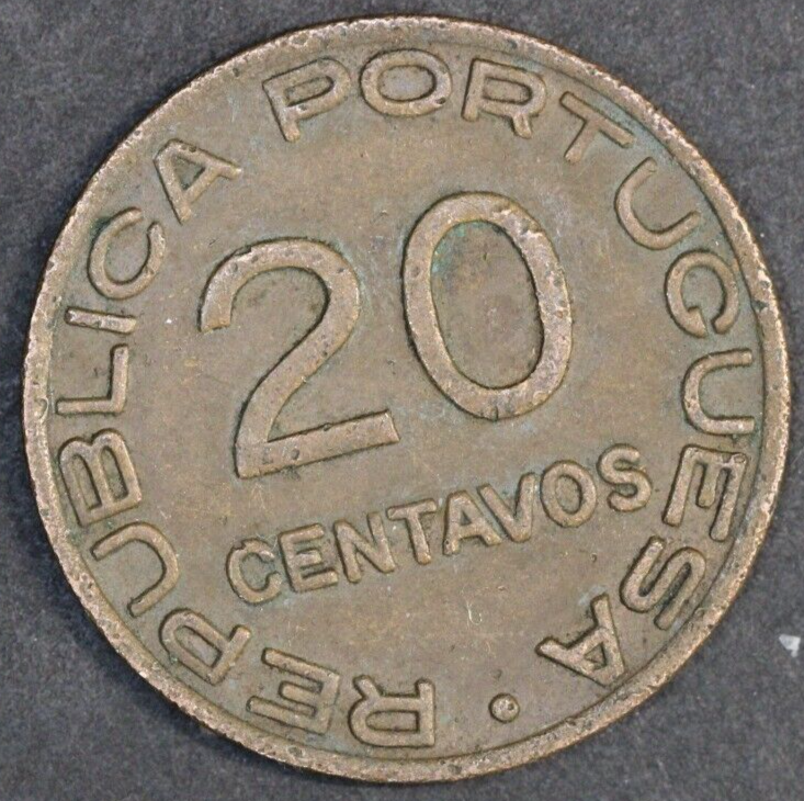 1941 Mozambique 20 Centavos Coin