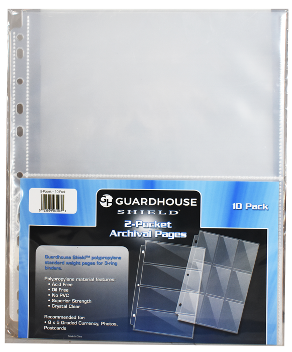 Guardhouse Shield 2 Pocket Archival (10 pack) Polypropylene Pages