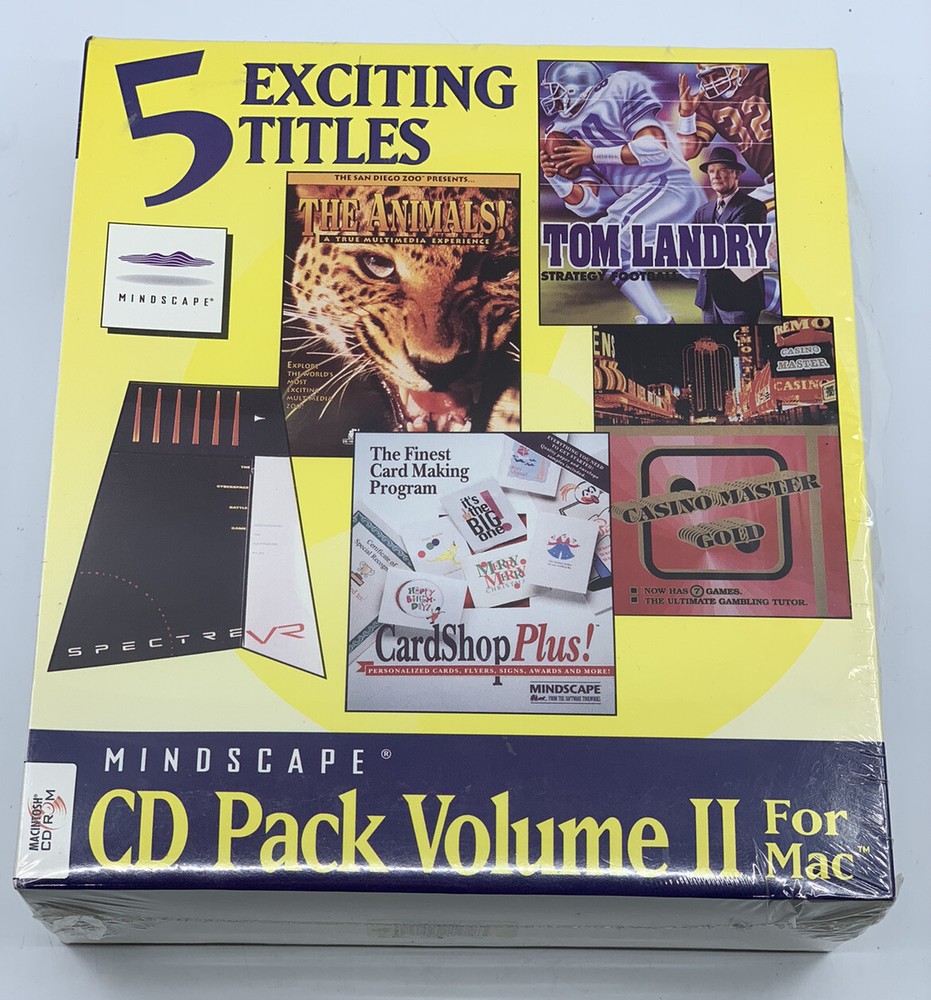 NEW Vintage 1995 Mindscape CD Pack Volume II for Mac - 5 Software Titles / Games