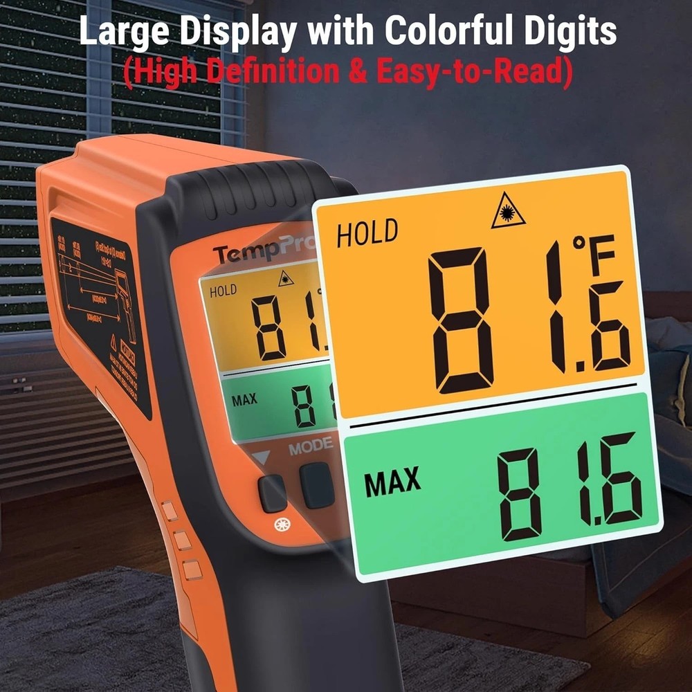 Professional Laser Thermometer Gun - Temp Range -58℉to 1022℉