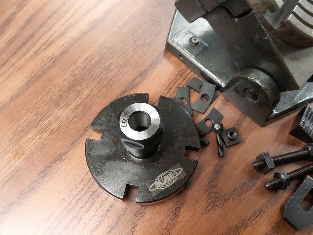 4" PRECISION TILTING ROTARY TABLE w. ER16 collet chuck adapter #TTSK-100ER16