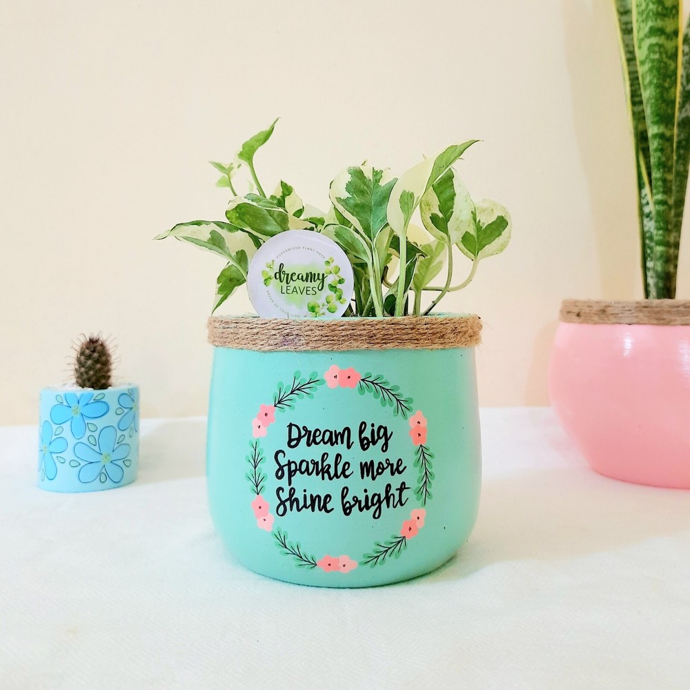 Customizable Handpainted Pot with Wording – Unique Home Décor