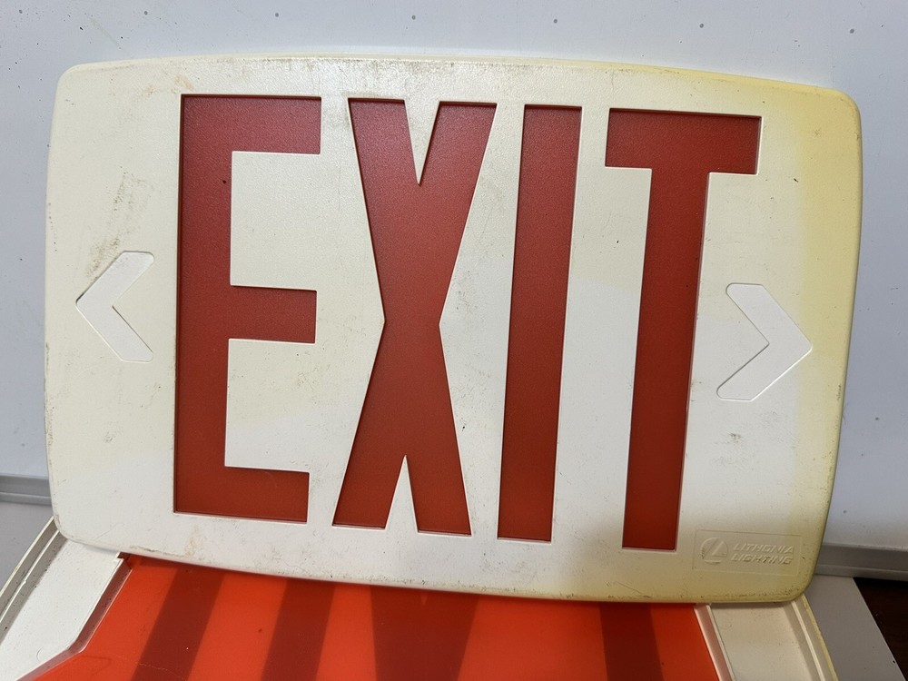 6 - USED Red Exit Snap In Replacement Plastic Cover for Lithonia Lighting Signs
