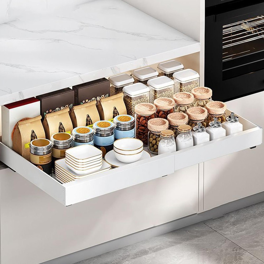 Pull Out Cabinet Drawer Kitchen Organization Adhesive Sliding Tray