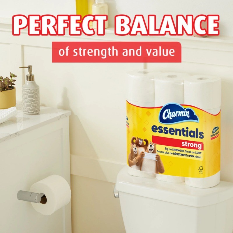 Charmin Toilet Paper Essentials Strong, 12 Mega Rolls