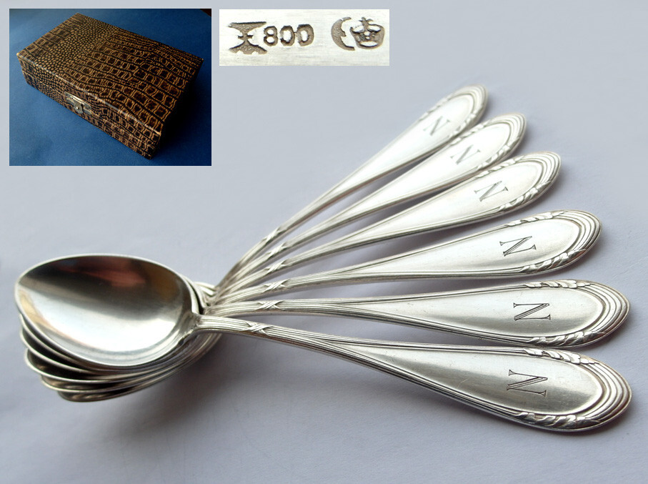 Set, 6 Tea Spoons, Koch & Bergfeld, 800 Silver, around 1910 E556