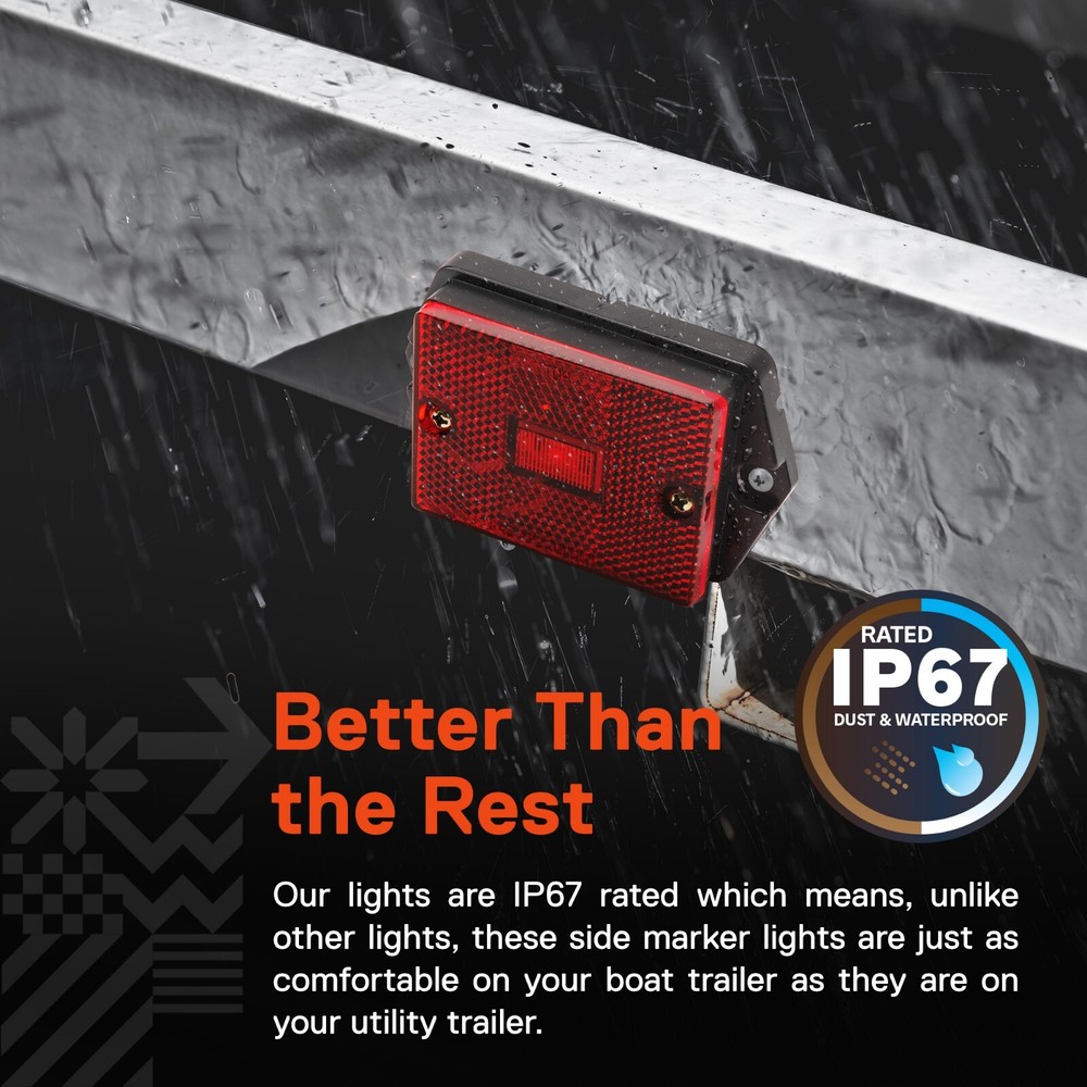 2pc DOT Surface Mount Red LED Side Marker Light Utility Boat Trailers Over 80