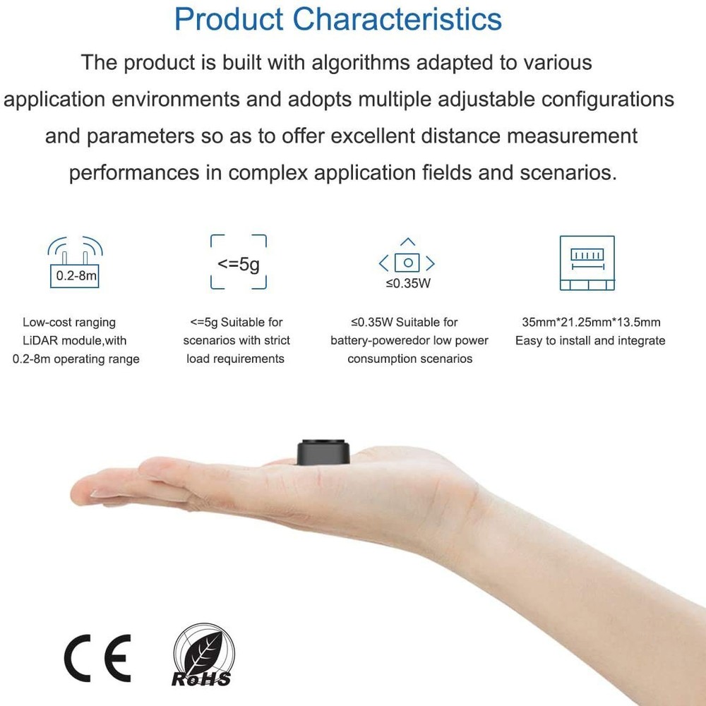 MakerFocus Lidar Range Finder Sensor Module TF-Luna, Single-Point Micro Ranging