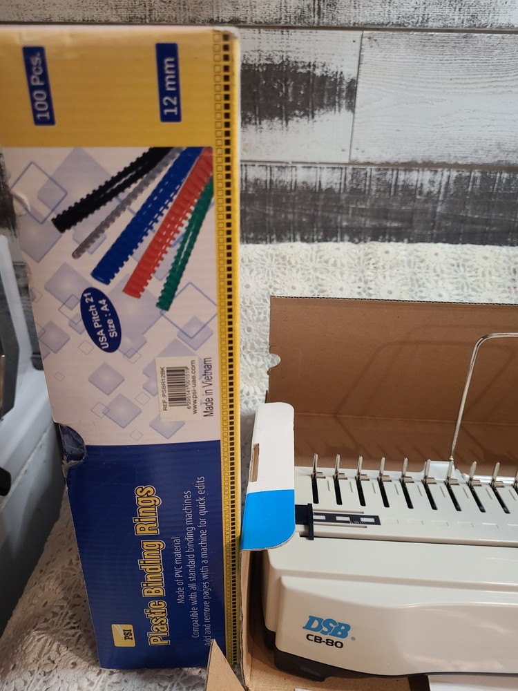 DSB CombBind CB80 Manual Punch & Binding Machine w/ Box NOS~2 Boxes Binding Comb