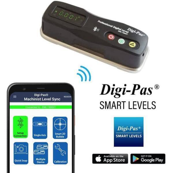 Digi-Pas 2-Axis Smart Master Precision Level 6" Bluetooth 0.0002' (0.02 mm/m)