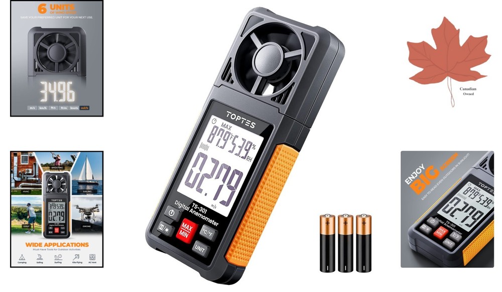 Portable Handheld Wind Speed Meter - 2.26" LCD Screen - 6 Measuring Units