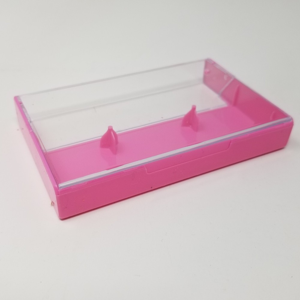 5 Cassette Tape Cases: Clear Front + Pink Solid Back - Plastic