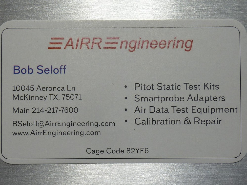 Piper Blade Pitot Static Adapter Probe Tube Air Data Test