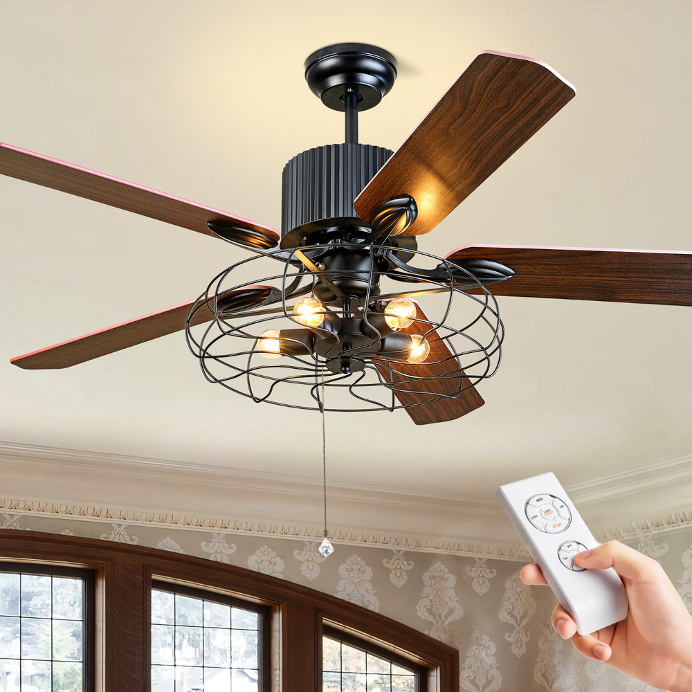 52Inch Industrial Ceiling Fan with Light Kit Dimmable