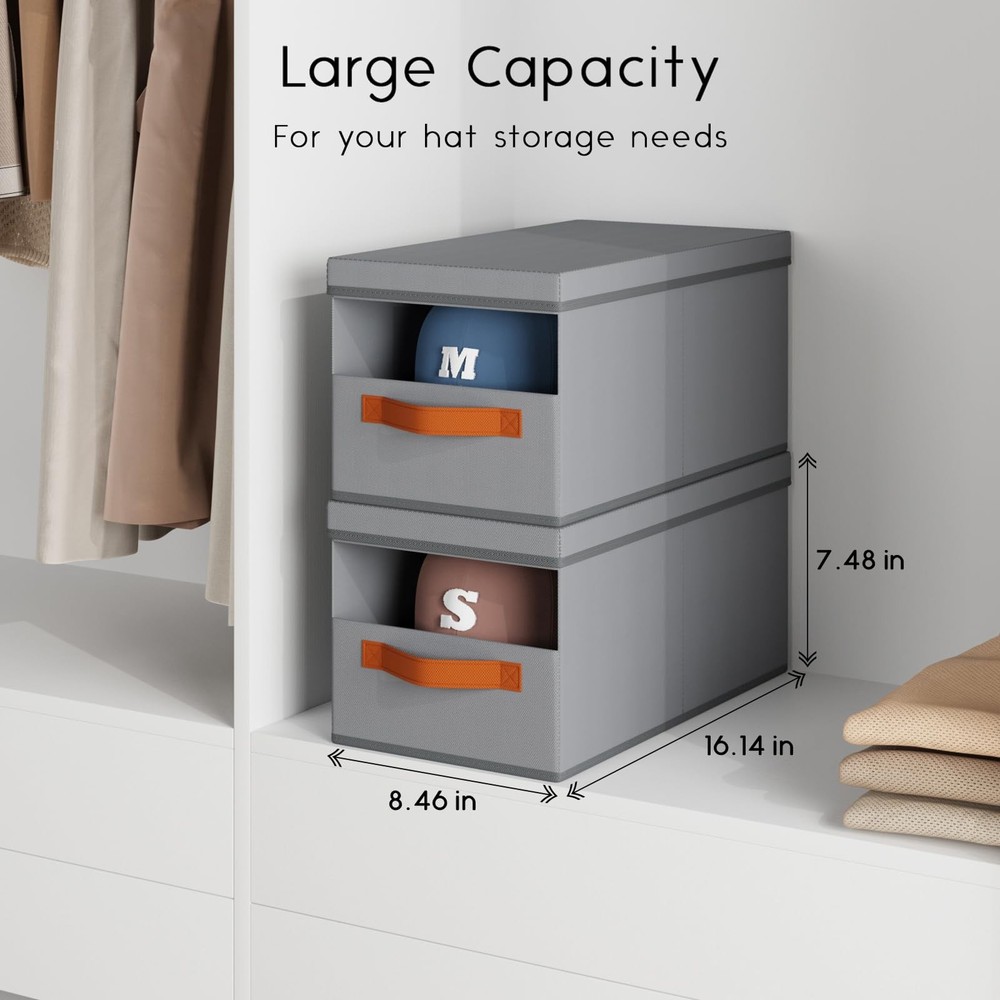 Hat Organizer for Baseball Caps - 3 Pack Stackable Foldable Protective Lids H...