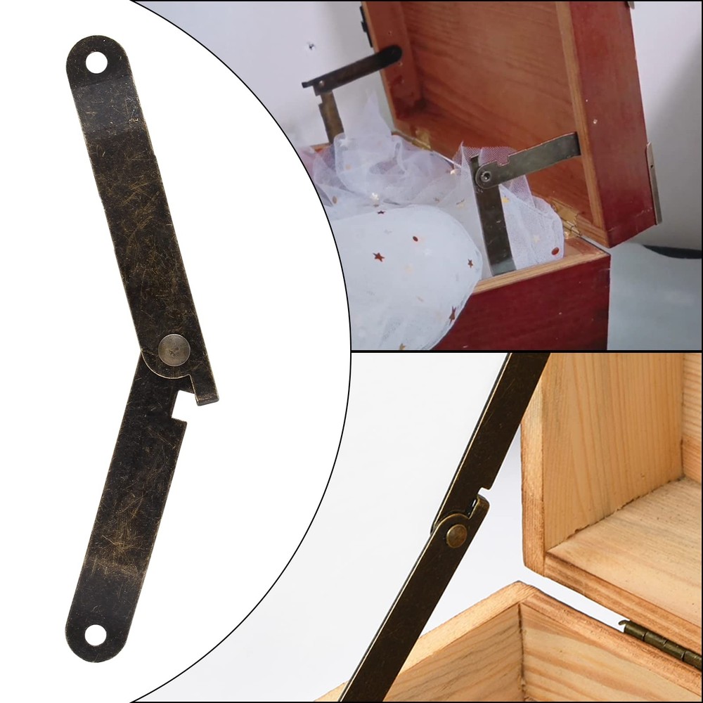 Jiozermi 2Pcs Bronze Lid Support Hinges, Left and Right Folding Small,