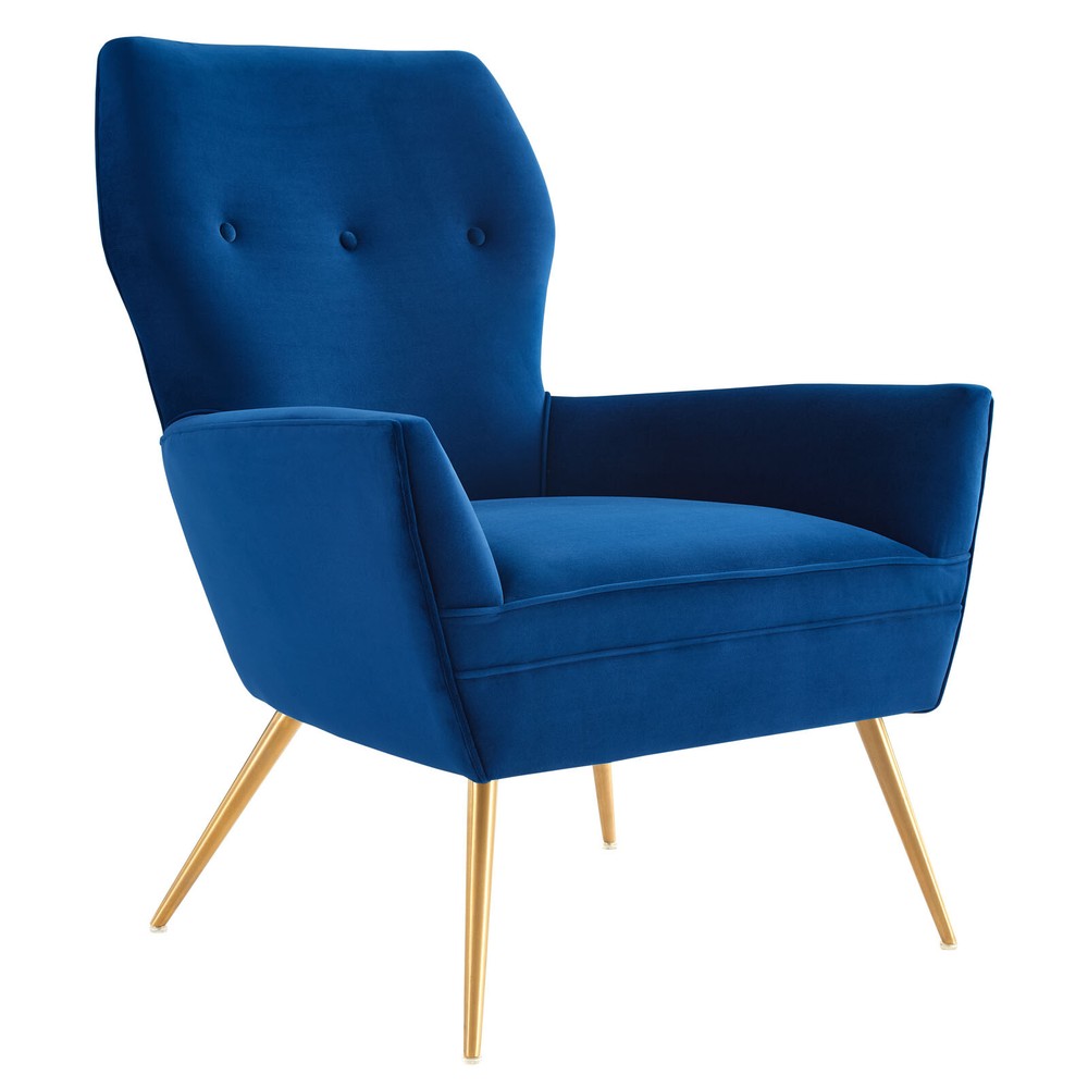 Modway Renata Button Tufted Performance Armchair in Navy