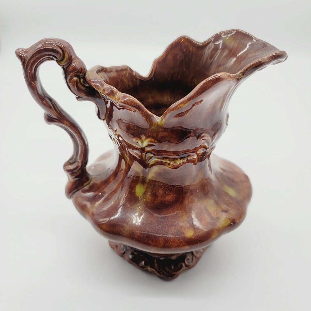 Vintage Ceramic Pitcher 6.5" Tall Brown
