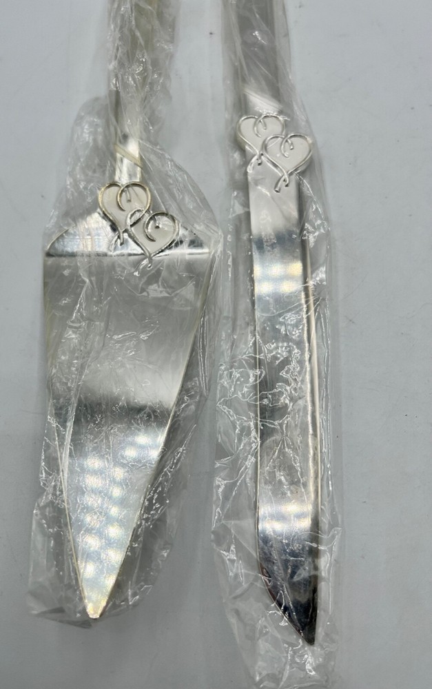 2 Piece-Lenox True Love Silver Plated Cake Serving Set Cake Server & Knife