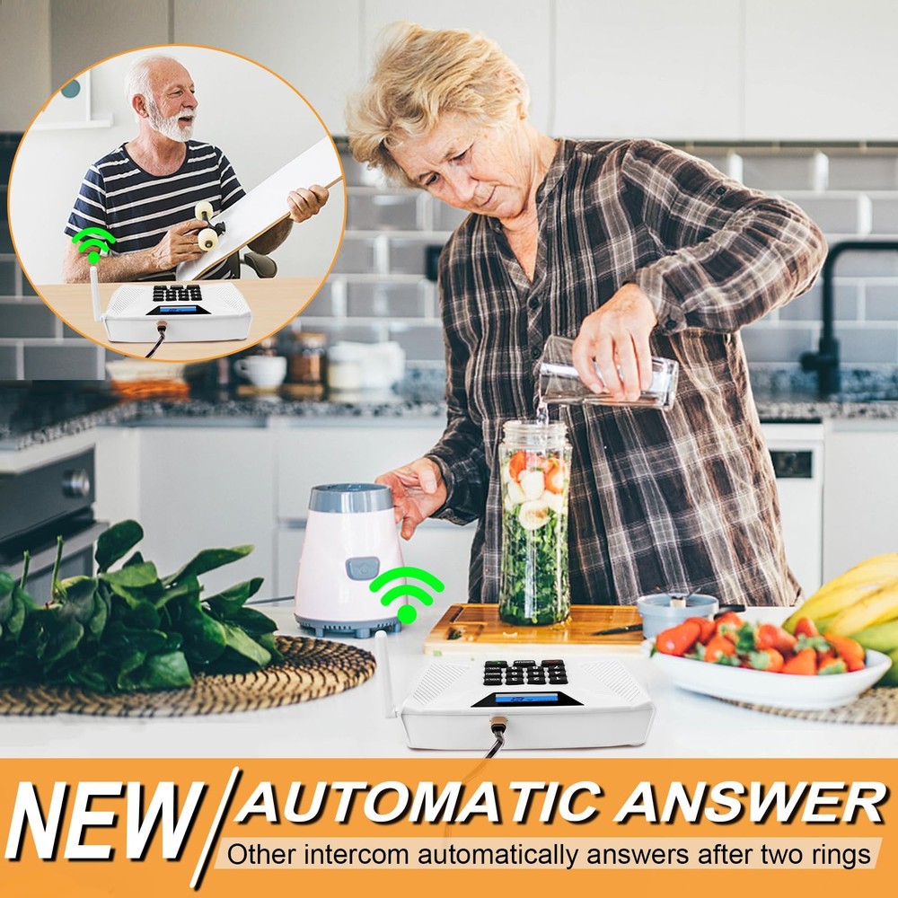 Intercoms Wireless for Home, Full Duplex Hands-Free Intercom, 5300ft White