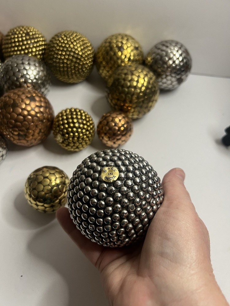 Decorative Brass Balls, Set Of 16￼