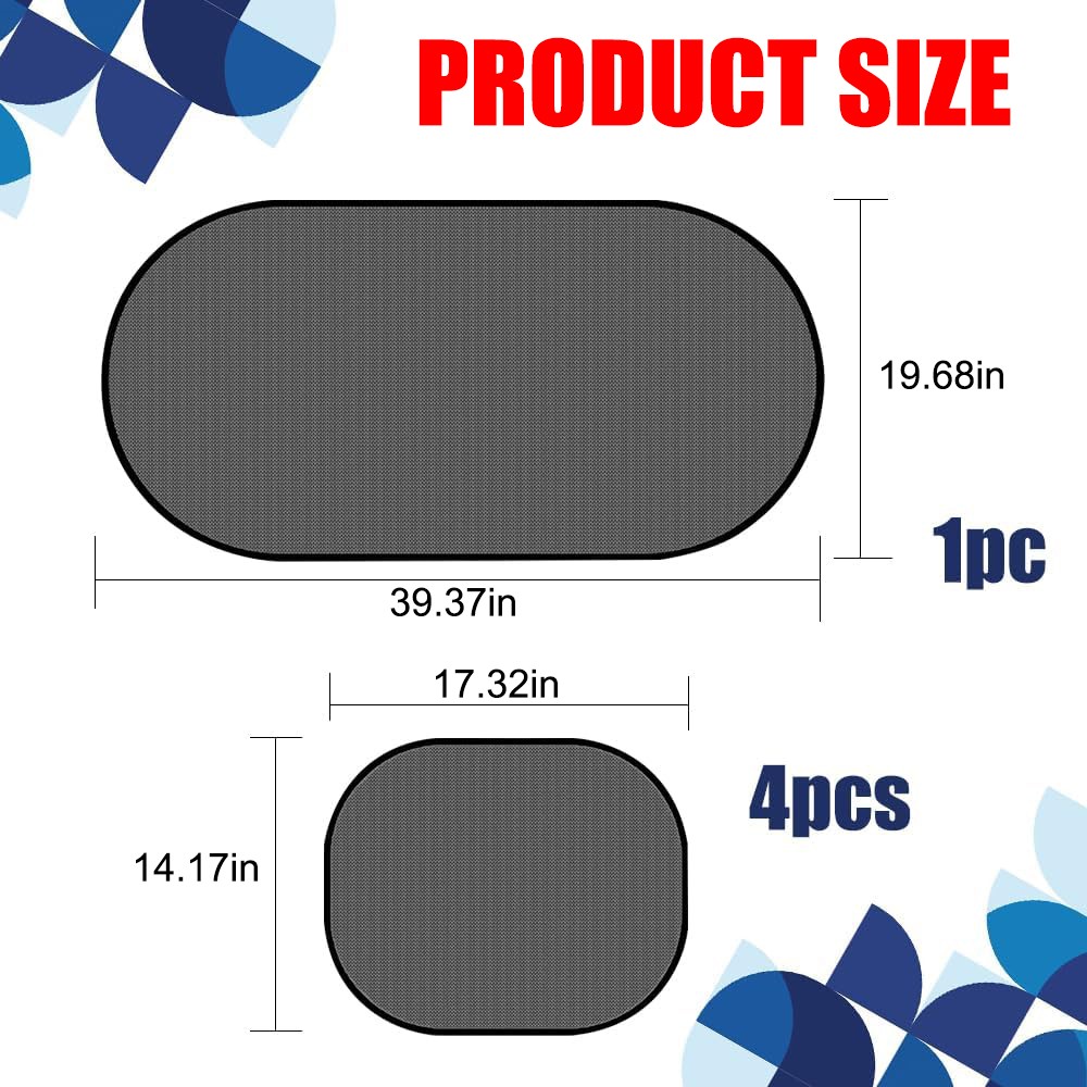 5PC Car Window Sun Shade Visor Side Front Rear Screen Mesh Cover UV Block Shield
