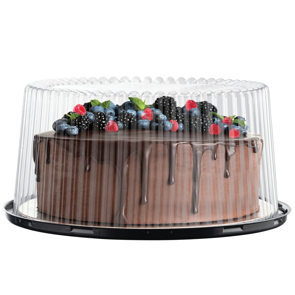 10 - 11" Plastic Disposable Cake Carriers + Boards, White