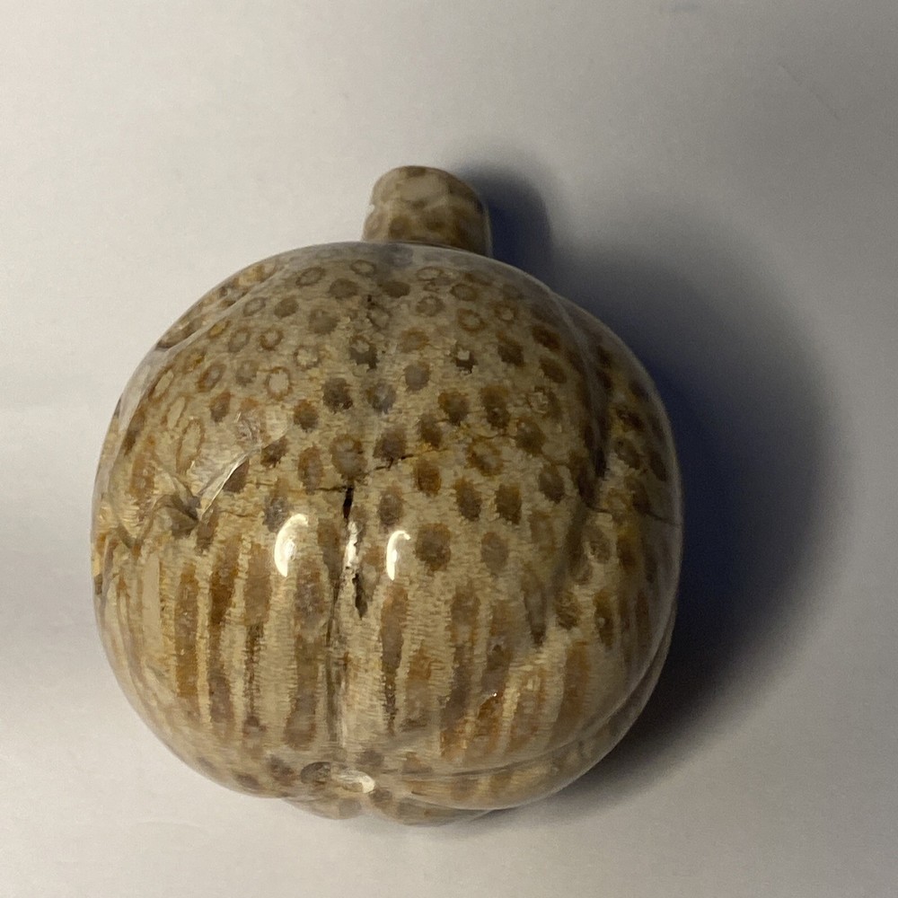 Agate Stone Jack o Lantern Pumpkin Sphere 2” diameter #2