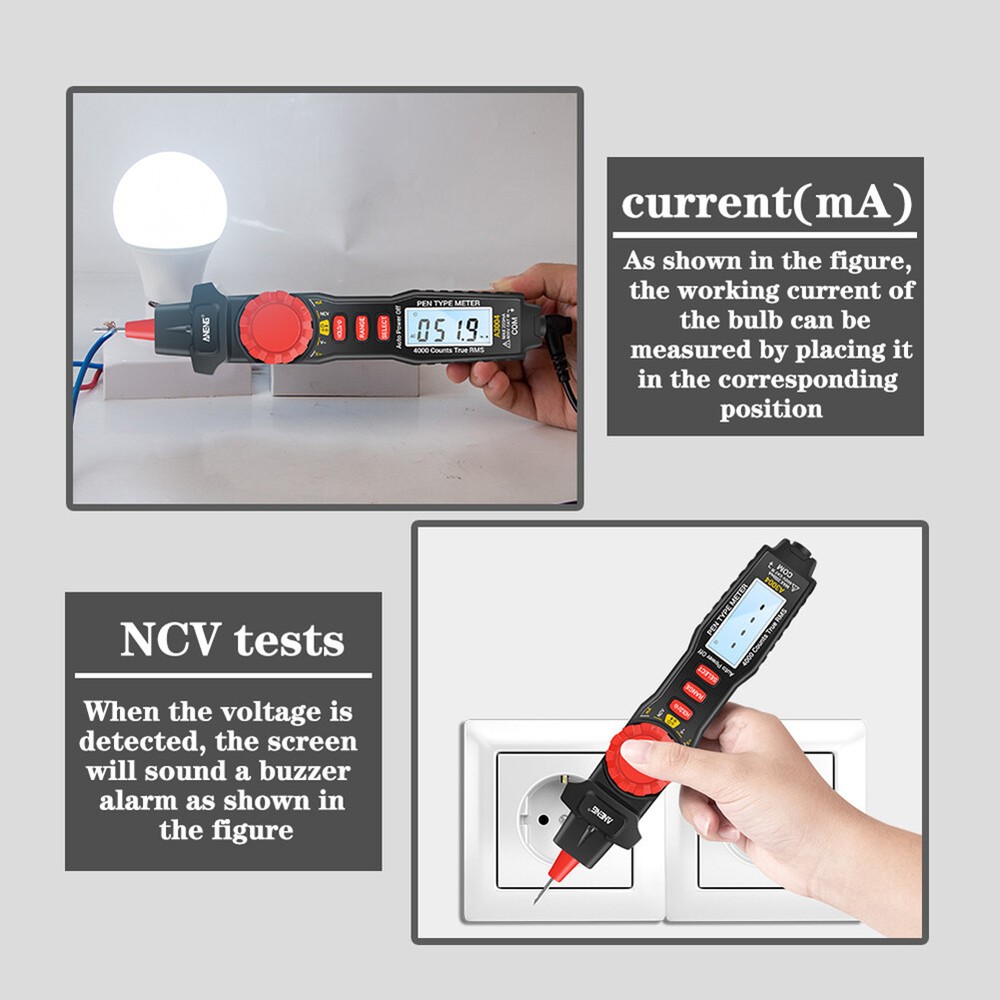 ANENG A3004 Pen Type Digital Multimeter LCD 4000 Counts Auto Range Tester Meter