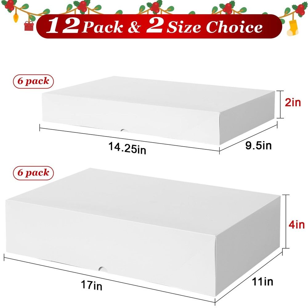 12 Pack Gift Boxes with Lids for Present - 6 Extra Large 17" (4" Deep) & 6 La...