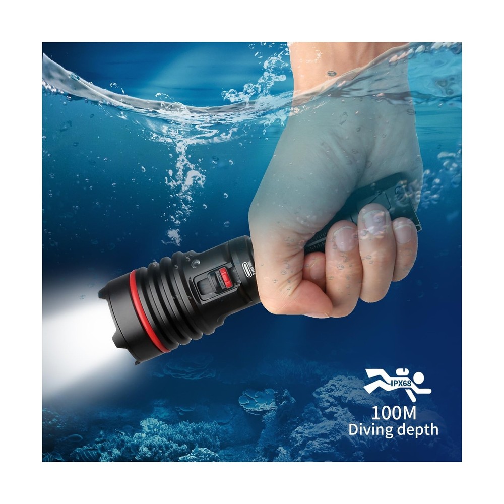 LetonPower Dive Light, Underwater Flashlight, 2000Lumens Dive Lights Scuba Di...