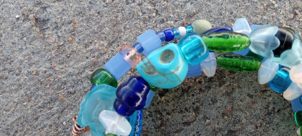 Blue & Green Glass Beaded Bracelets