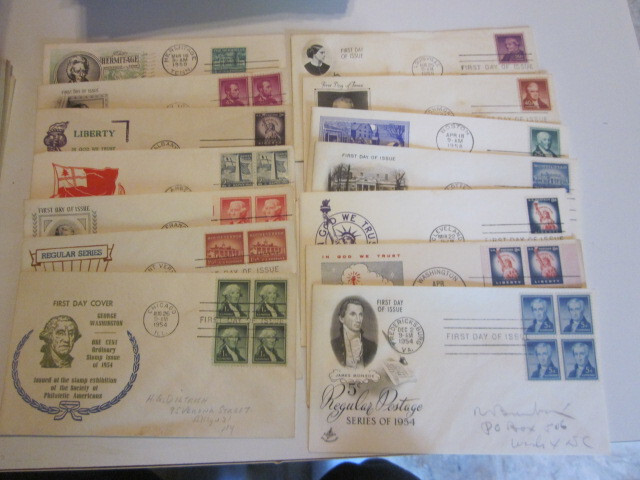 14 DIFFERENT  US COVER 1950'S LIBERTY SERIES FIRST DAY COVERS VARIOUS CACHETS