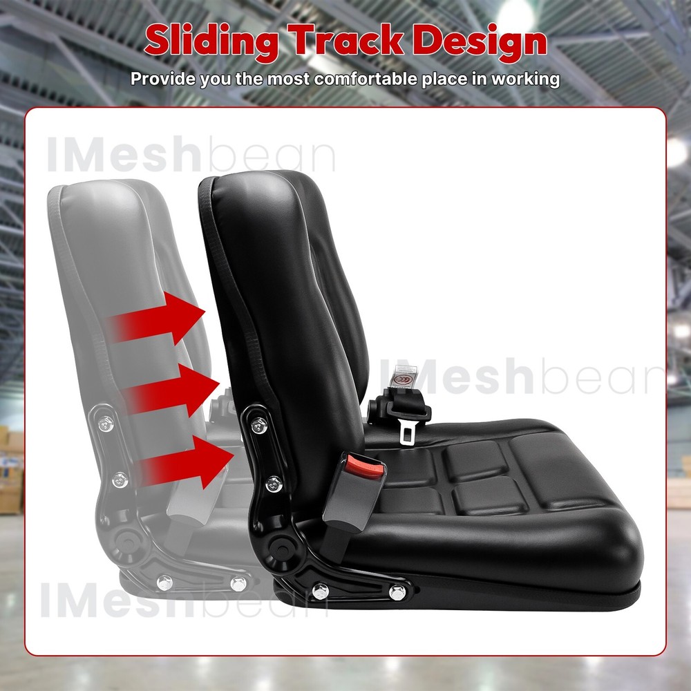 Excavator Tractor Forklift Seat Universal Adjustable Backrest Armrest Safty Belt