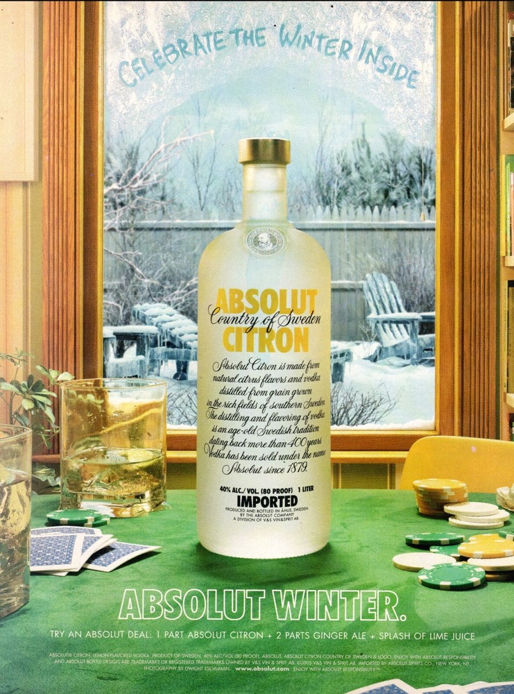 2004 magazine beverage ad ABSOLUTE CITRON  VODKA , Absolute Winter 022425
